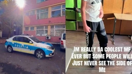 Incident la o școală din Timișoara: elev de 13 ani a postat o fotografie cu un cuțit pe TikTok