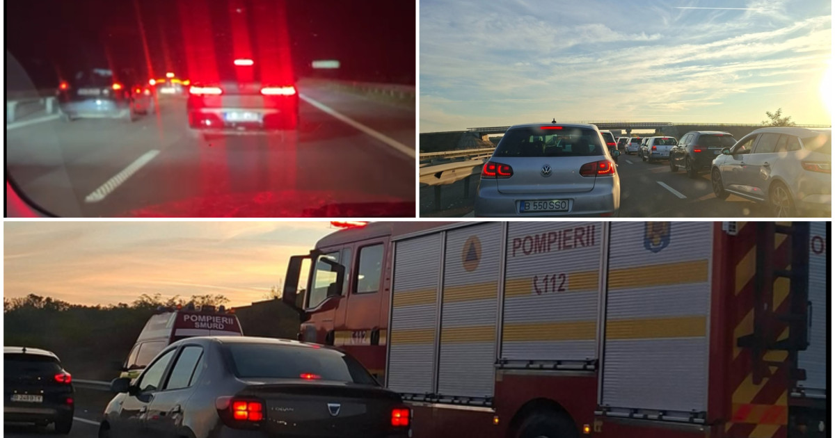 Accident cu trei mașini pe autostrada A3, spre București: traficul este îngreunat în zona Gruiu