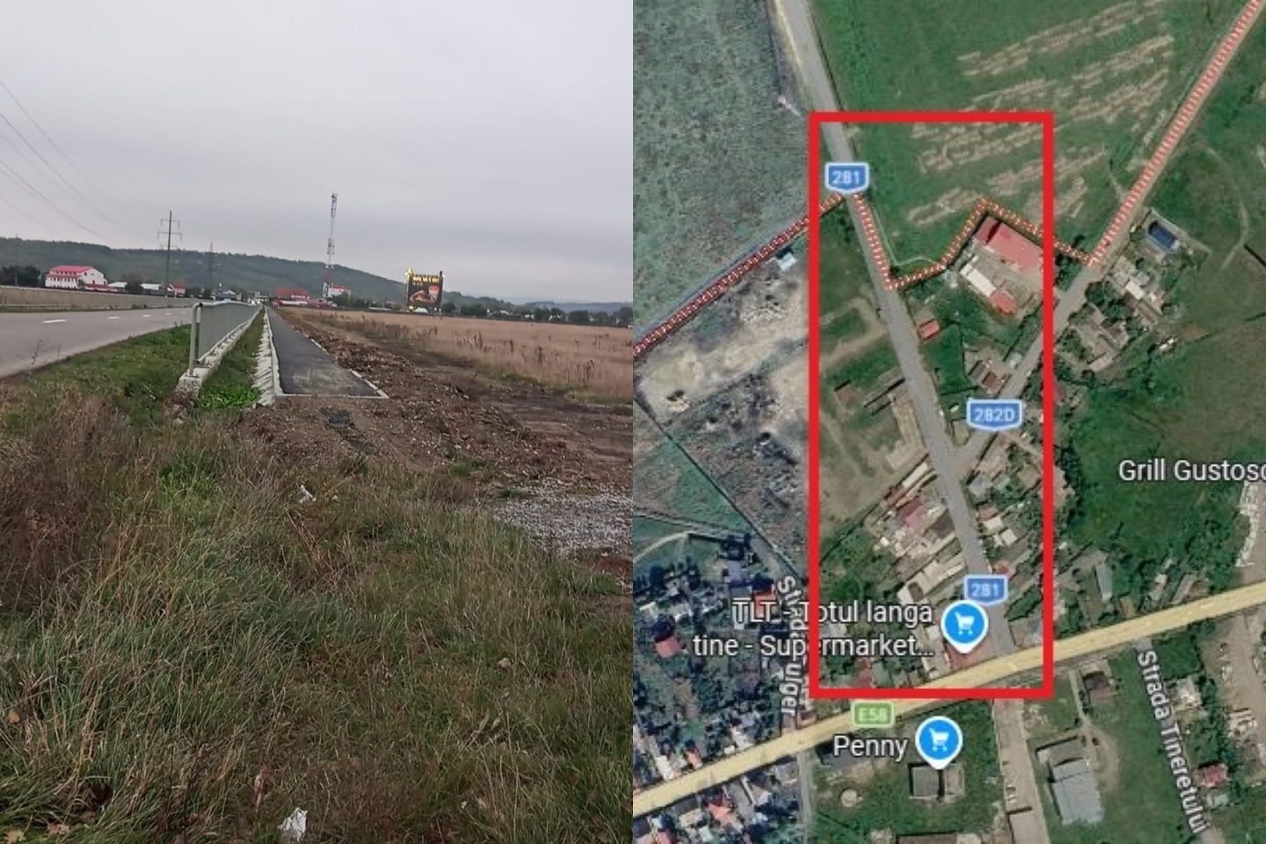 O pistă de biciclete în Iași se termină brusc în câmp, din cauza lipsei de fonduri la Erbiceni