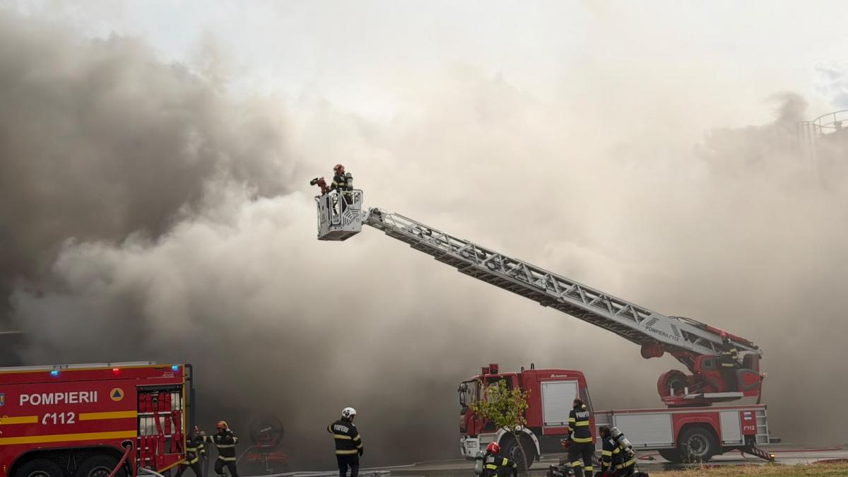 Incendiu masiv la o fabrică de celuloză din Drobeta-Turnu Severin: o hală de 20.000 de metri pătrați este cuprinsă de flăcări