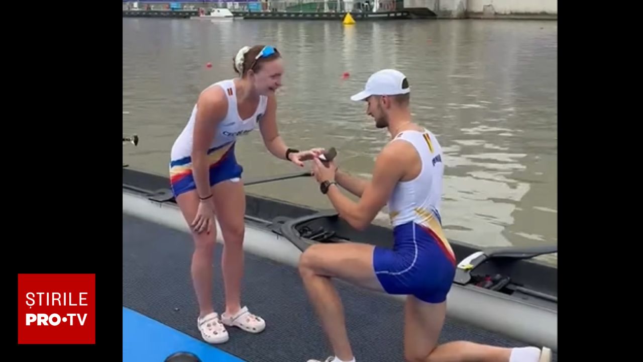 Moment emoționant la competiția de canotaj din Shanghai: Claudiu Neamțu a cerut-o în căsătorie pe Cristina Drugă