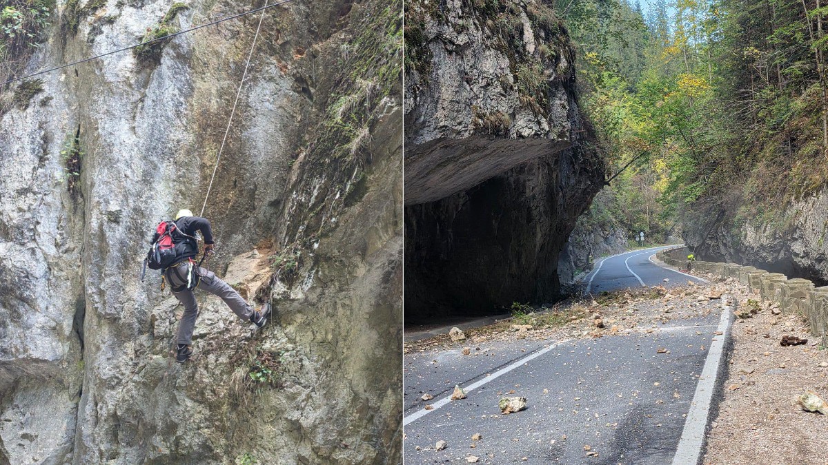 Restricții severe pe DN 12C în zona Bicaz-Chei din cauza lucrărilor de rânguire a versantului