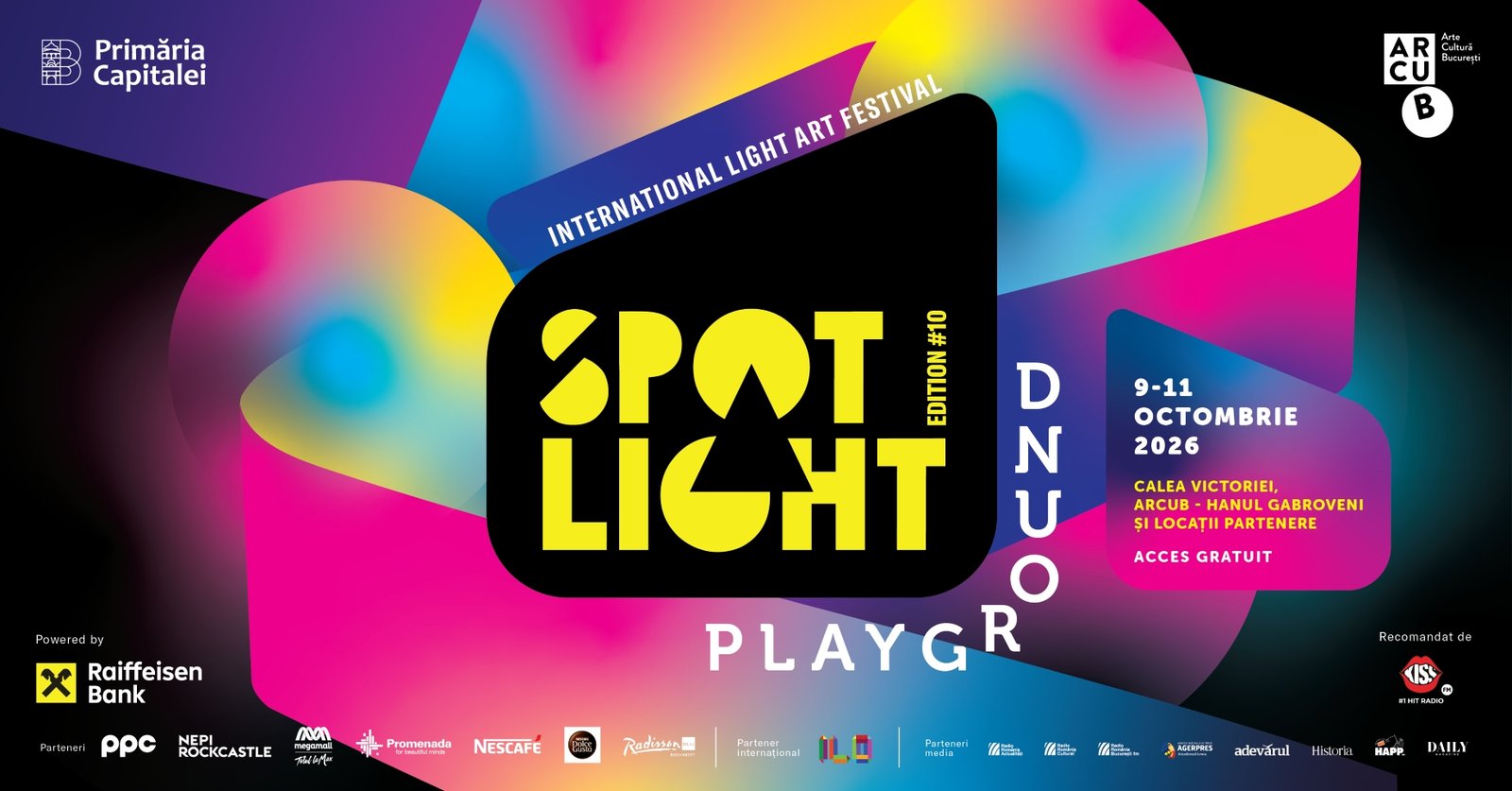 Spotlight 2026: Calea Victoriei se transformă într-un teren de joacă digitală prin video mapping