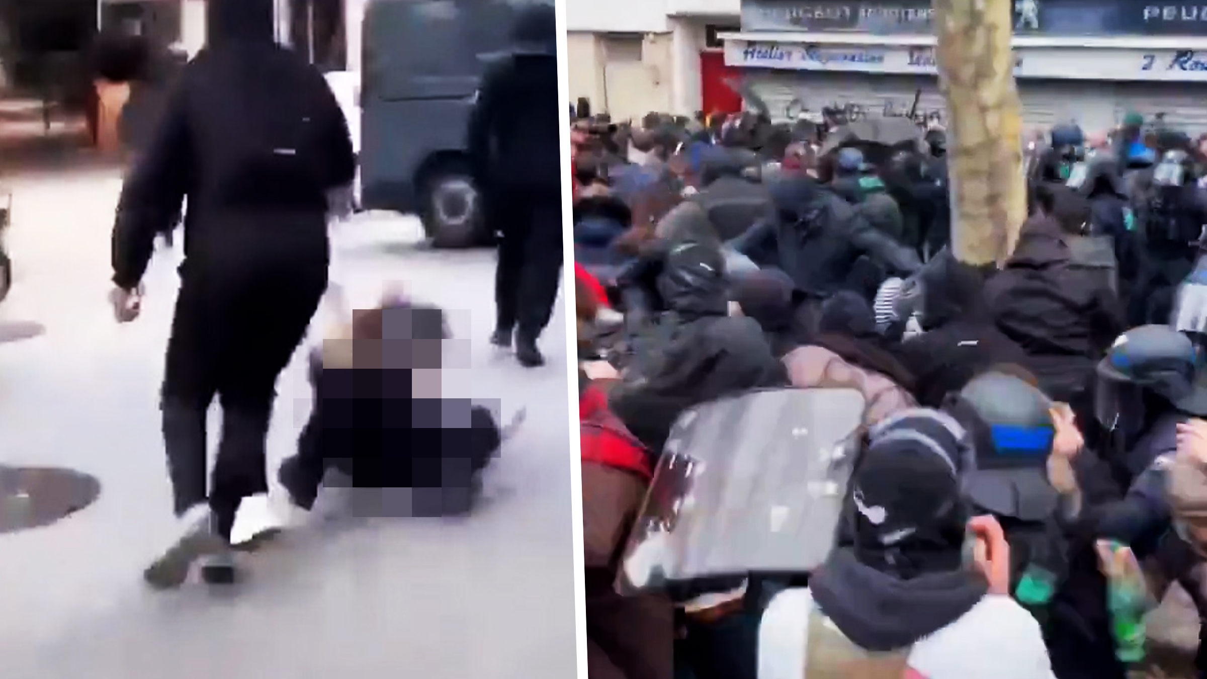 Agresiune violentă asupra unei polițiste în Franța: manifestanții au lovit-o cu picioarele și au strigat „Omorâți-o!”