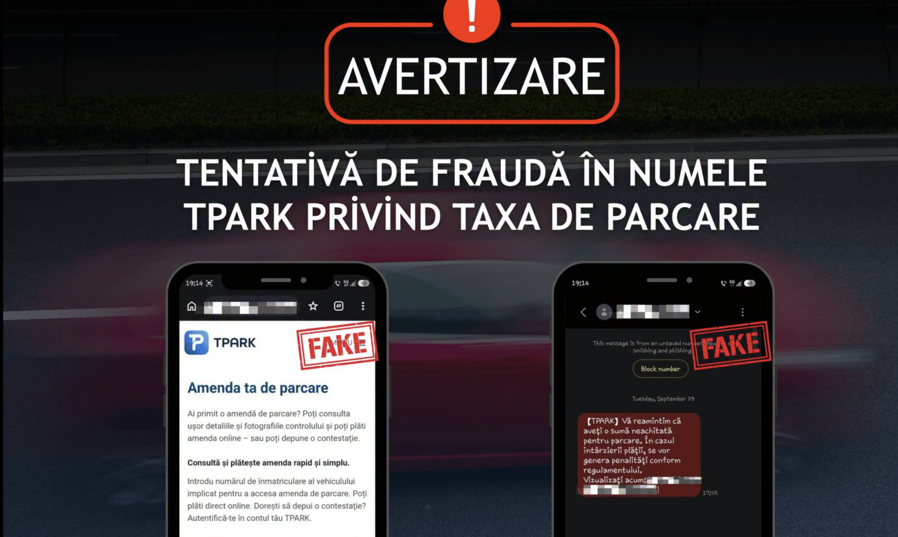 Avertisment de la DNSC: Atenție la fraudele prin SMS care pretind că aveți datorii la TPARK