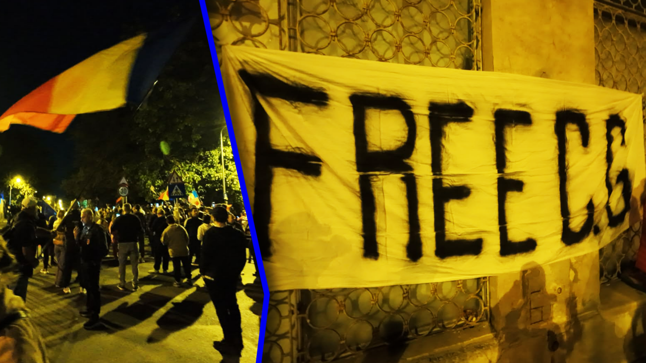 A șaptea noapte de proteste în fața Arestului Central pentru eliberarea lui Călin Georgescu