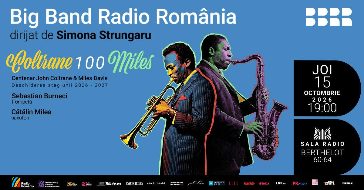 Big Band-ul Radio România celebrează centenarul lui John Coltrane și Miles Davis într-un concert special