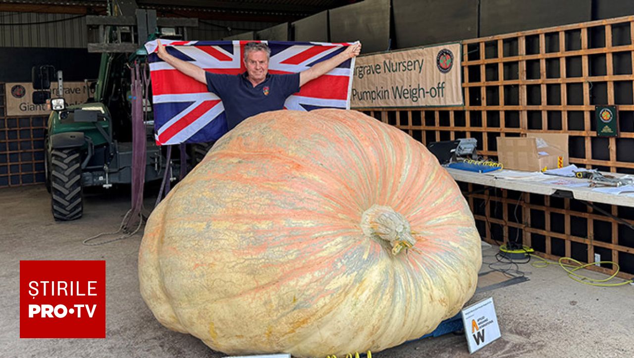 Un dovleac de aproape 1,3 tone a stabilit un nou record mondial în Marea Britanie