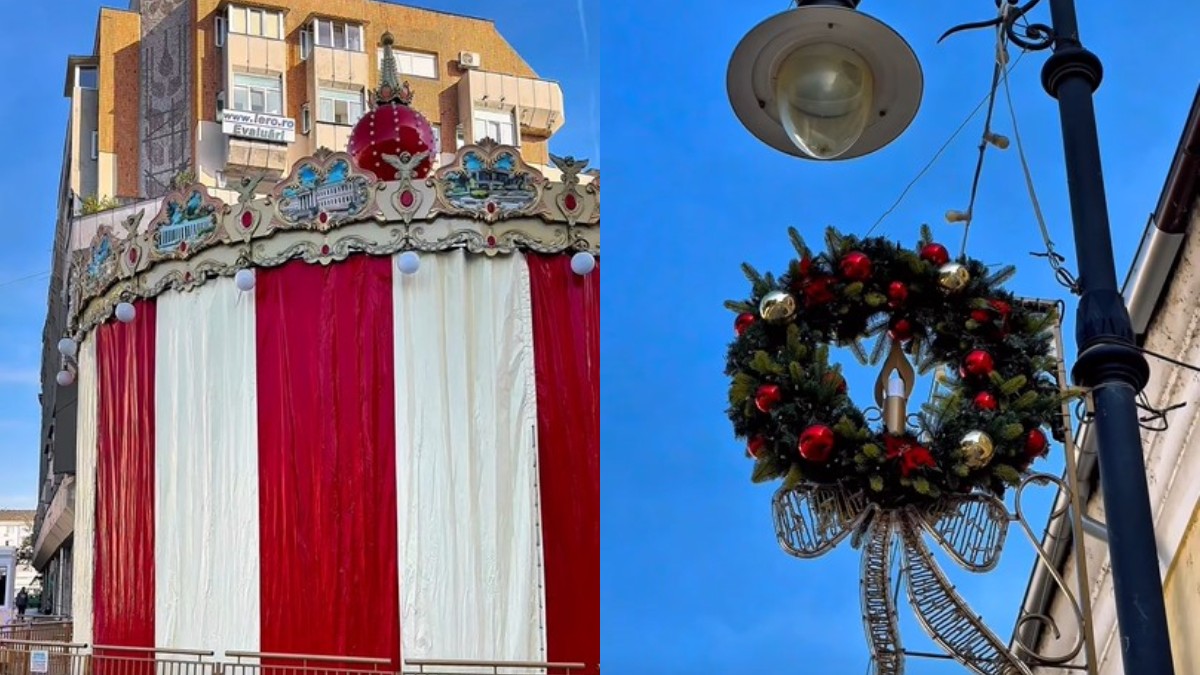 Pregătiri timpurii pentru Târgul de Crăciun la Craiova: decorațiunile de iarnă sunt deja montate