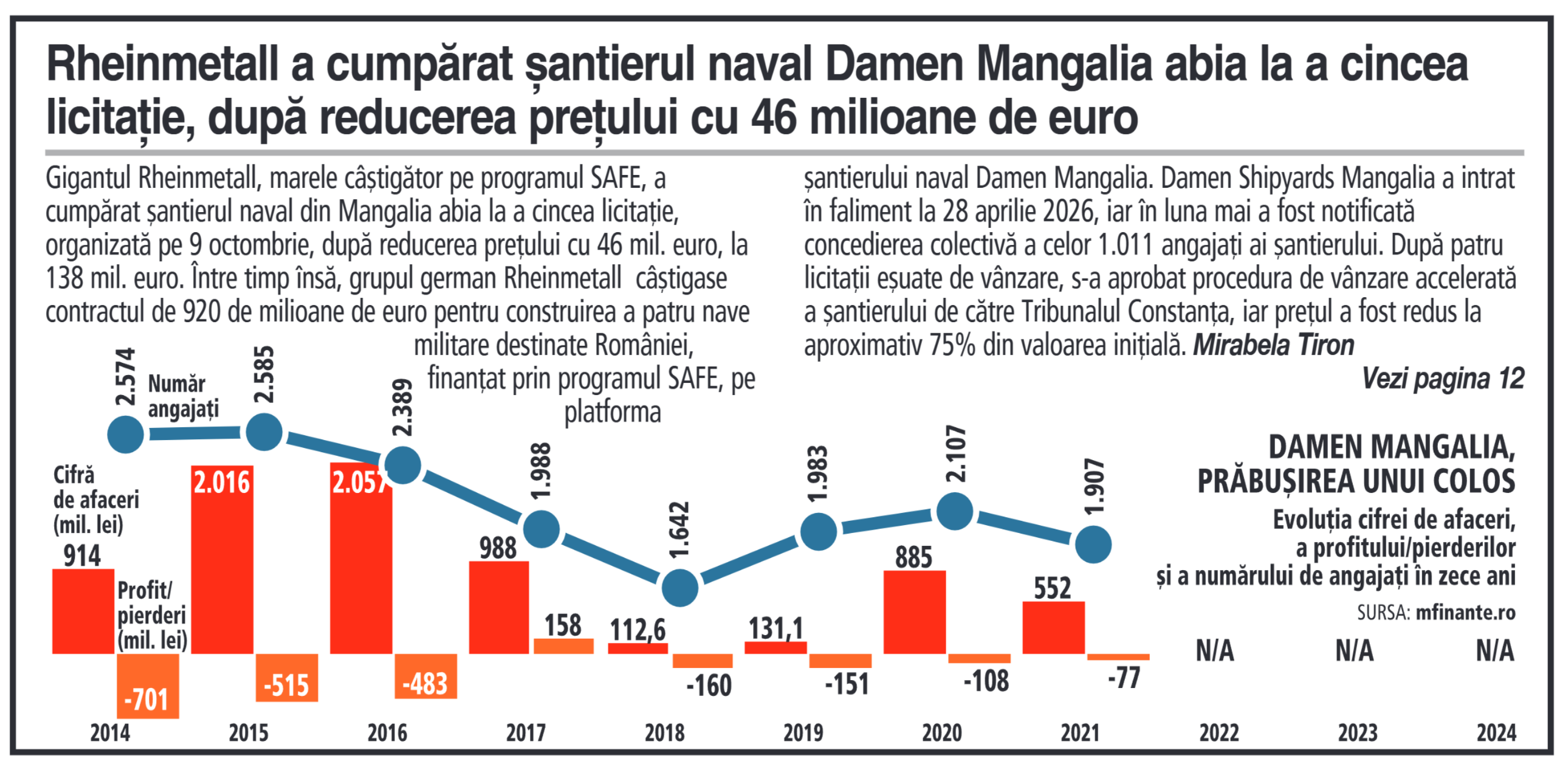 Evoluția Damen Mangalia: Analiza cifrei de afaceri și a profitului pe parcursul ultimelor zece ani
