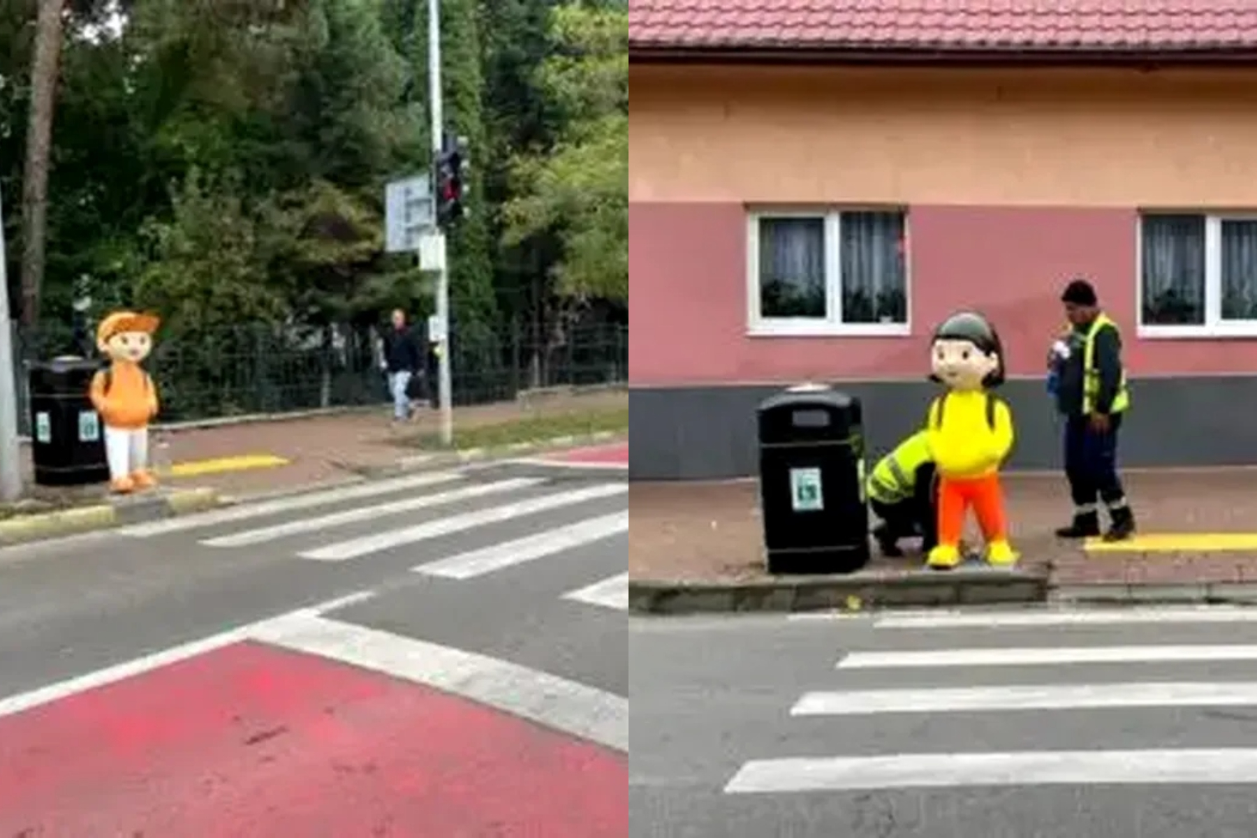 Manechine care imită copii au fost instalate la trecerile de pietoni din Suceava pentru siguranța elevilor