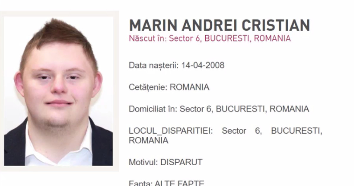 Tânăr de 18 ani dat dispărut din Sectorul 6, București: Poliția a lansat un apel la cetățeni